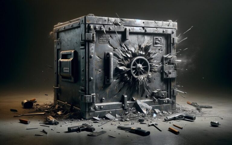 caja fuerte abierta con herramientas