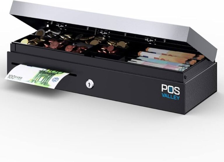 caja registradora con dinero y documentos