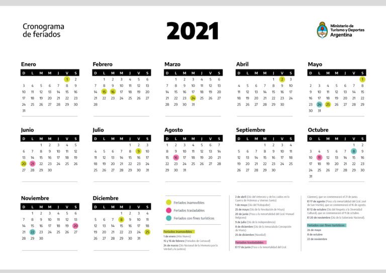 calendario con dias festivos en argentina
