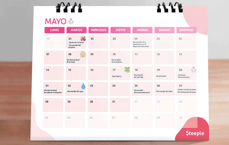 calendario con eventos y actividades destacadas