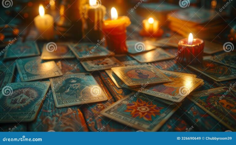 cartas de tarot sobre una mesa iluminada 1