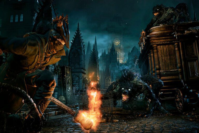 Qué novedades y estrategias ofrece Bloodborne: The Old Hunters 12 cazador enfrentando a un monstruo en bloodborne