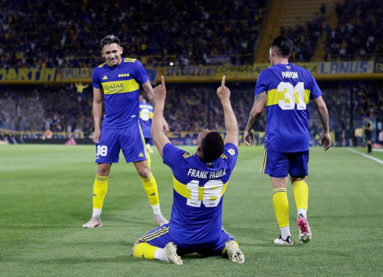 celebracion de un gol de boca juniors