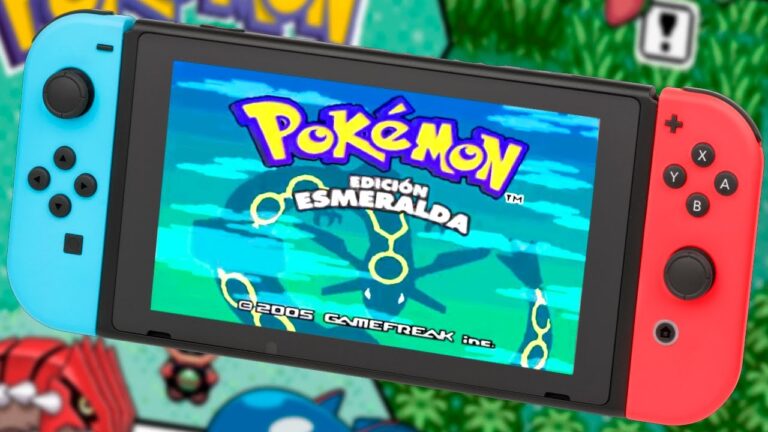 consola retro con juego pokemon rojo fuego