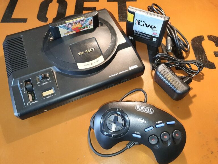 consola sega mega drive vintage en accion