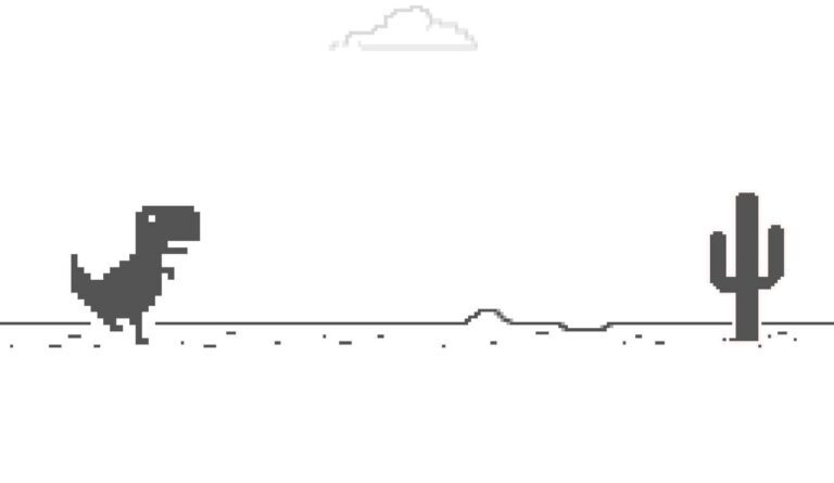 dinosaurio en un desierto pixelado