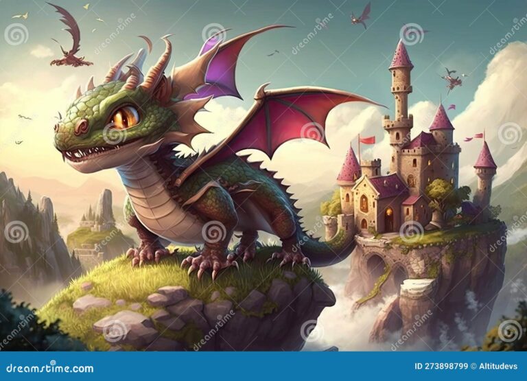 dragon volando sobre un paisaje fantastico