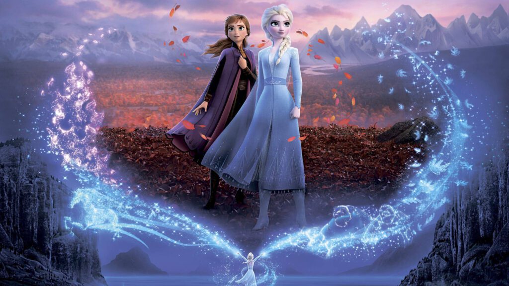 elsa y anna en un paisaje nevado