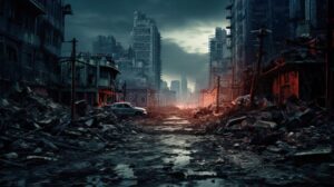 escena de un paisaje post apocaliptico