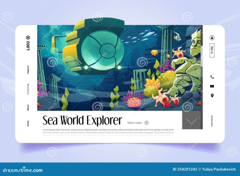 explorador en un paisaje submarino