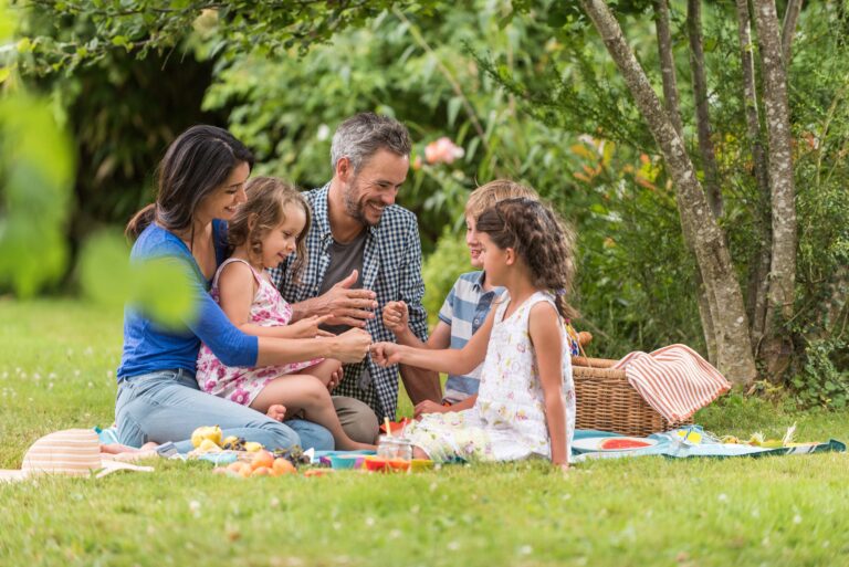 familia disfrutando de un picnic al aire libre
