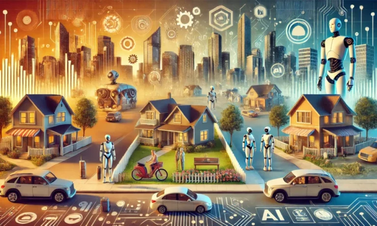 familia reunida en un entorno futurista