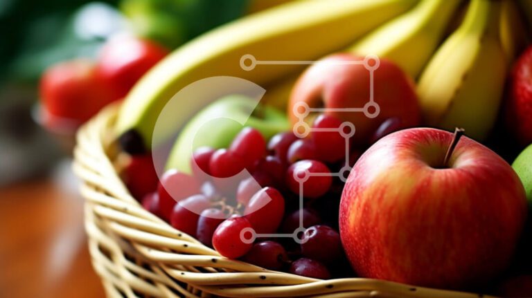 frutas frescas en una colorida canasta