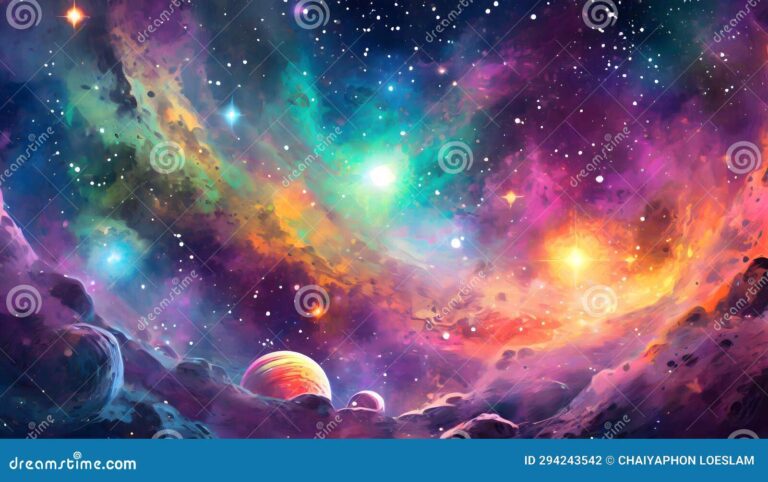 galaxia llena de estrellas y planetas