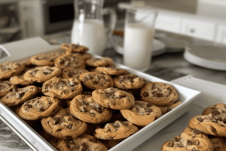 galletas con chips de chocolate recien horneadas