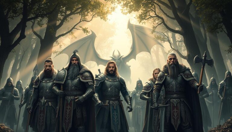 guerreros luchando en un mundo fantastico