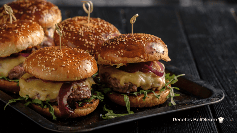 hamburguesa jugosa con ingredientes frescos