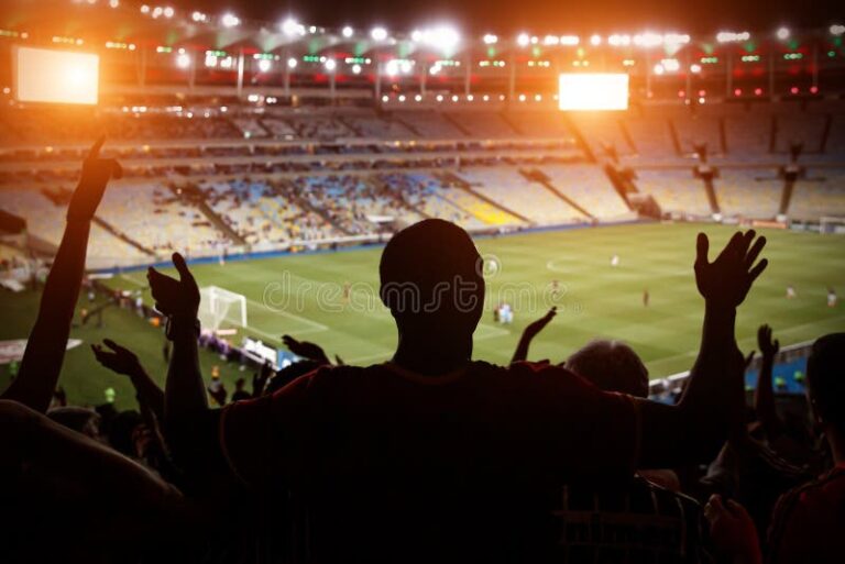 hinchas de futbol celebrando en un estadio