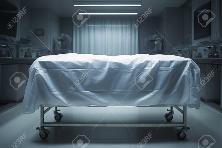 hospital con luces tenues y equipo medico