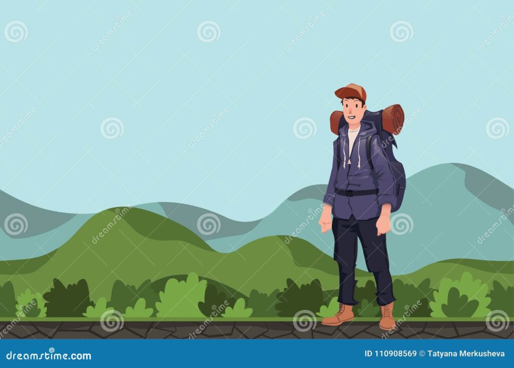 ilustracion de un joven viajero solitario