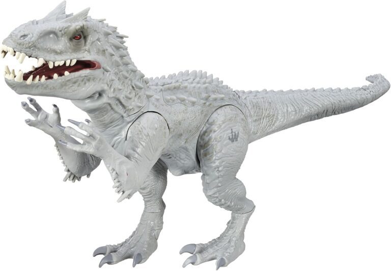 indominus rex de juguete en un entorno divertido