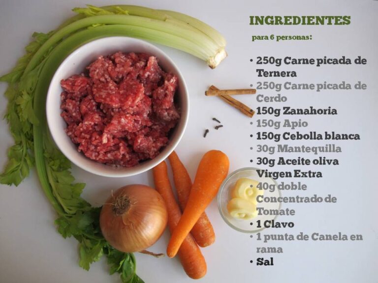 ingredientes frescos para salsa bolonesa