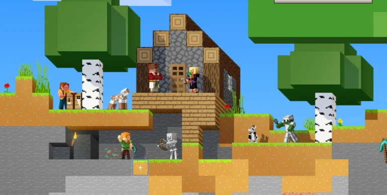 jugadores construyendo en un mundo de minecraft
