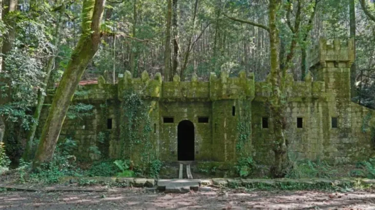 la entrada misteriosa a un castillo encantado