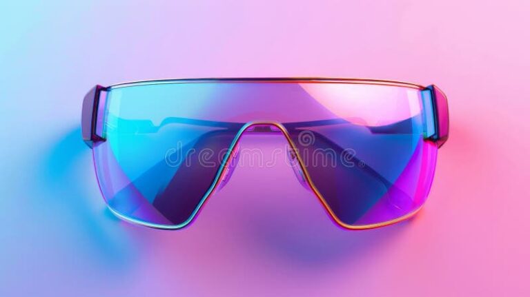 lentes futuristas en fondo colorido