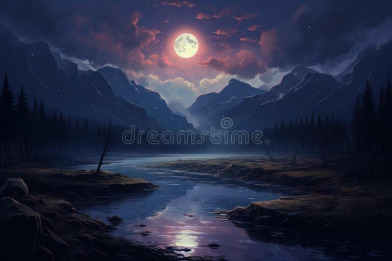 luna llena sobre un paisaje sereno