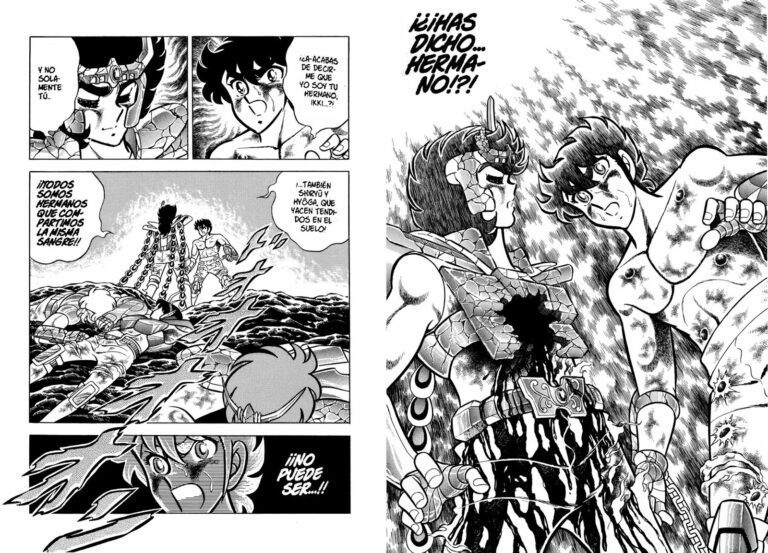 manga abierto con personajes de caballeros