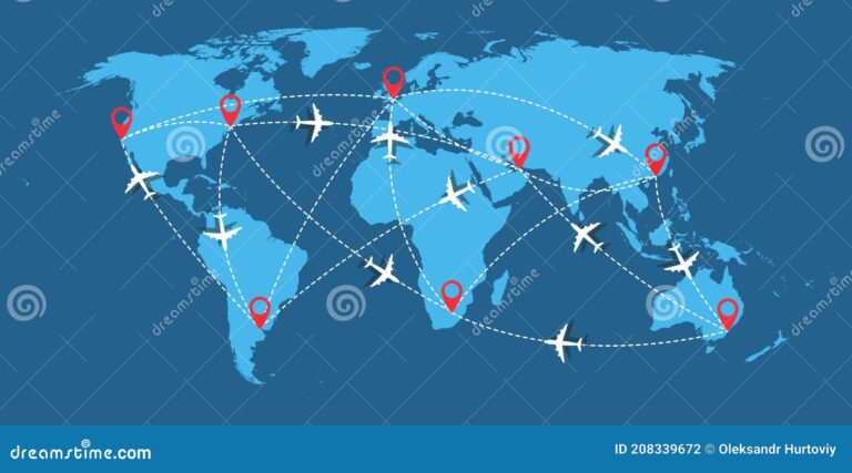 mapa con rutas y destinos de viaje