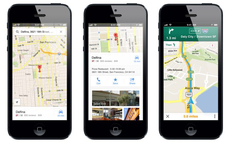 mapa de google en un iphone
