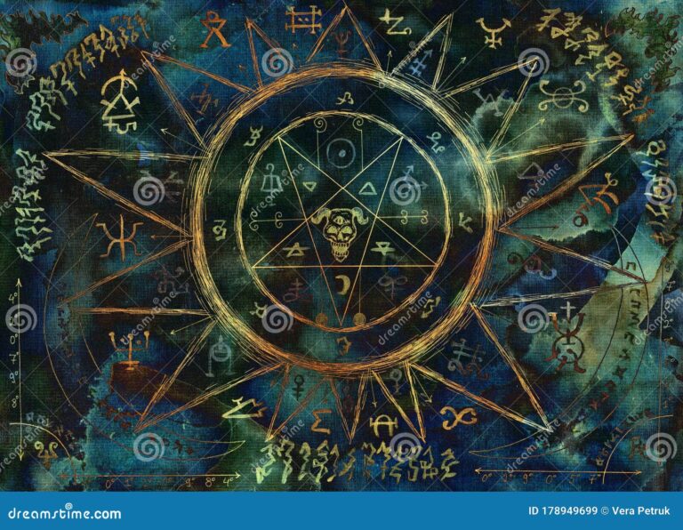 numeros y simbolos misticos en una mesa
