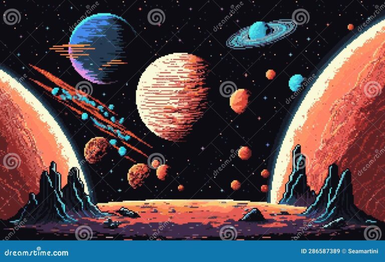 paisaje estelar con planetas y estrellas