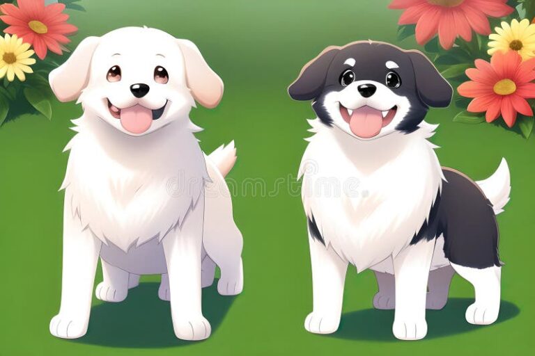 perros adorables en estilo de manga