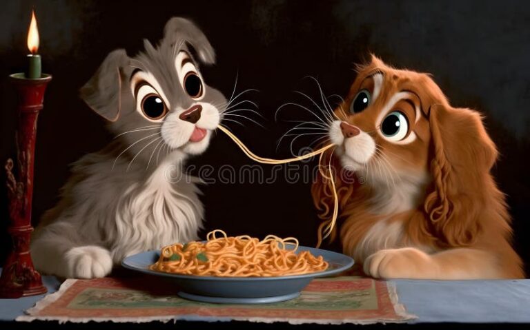 Qué enseñanzas podemos obtener de "La Bella y el Vagabundo" 11 perros compartiendo una comida romantica