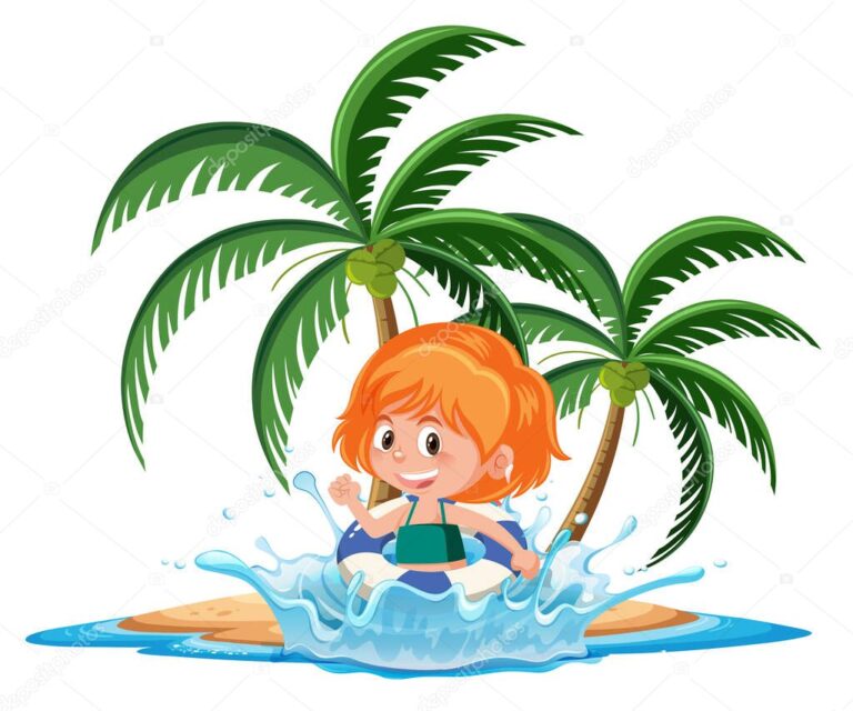 personajes de una isla tropical animada