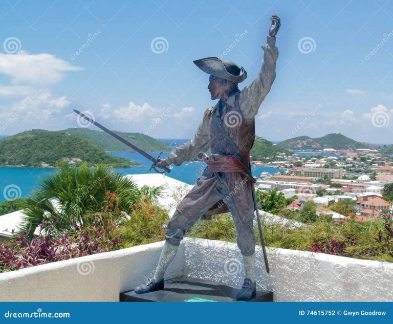 pirata con espada en una isla caribena
