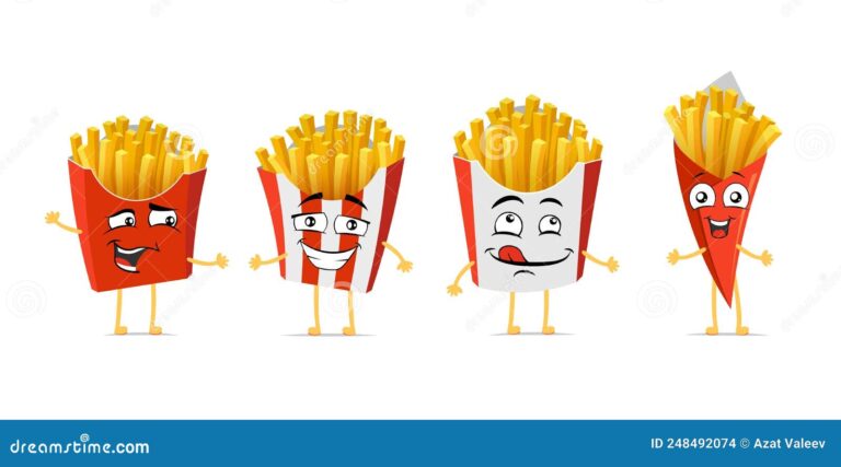 plato de papas fritas con expresion divertida