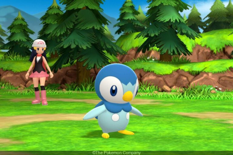 pokemon diferentes en un paisaje brillante