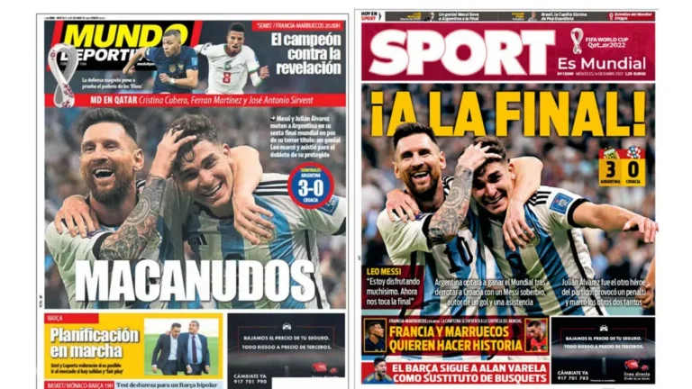 portada de diarios deportivos argentinos y croatas