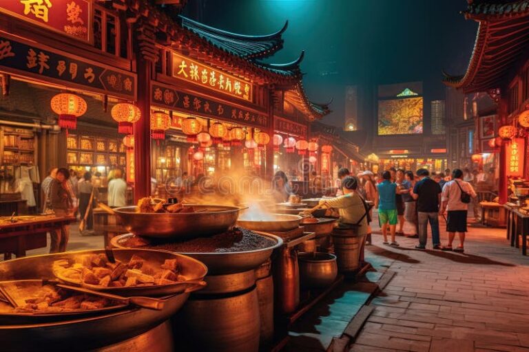 productos en un mercado bullicioso de china