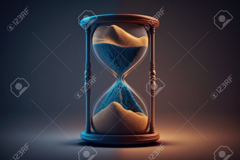 reloj de arena con un fondo oscuro