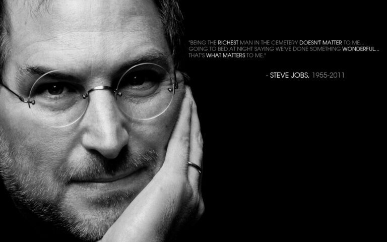 retrato de steve jobs con fondo inspirador