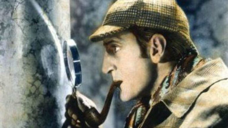 sherlock holmes en accion con su sombrero