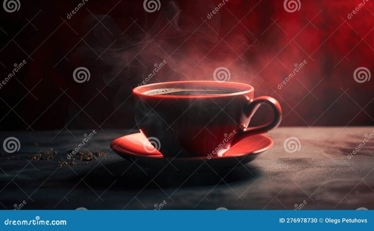 taza de cafe humeante sobre mesa