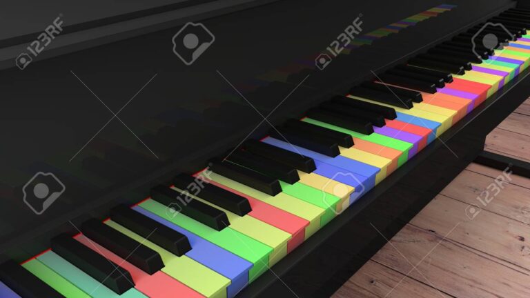 teclas de piano en diferentes colores