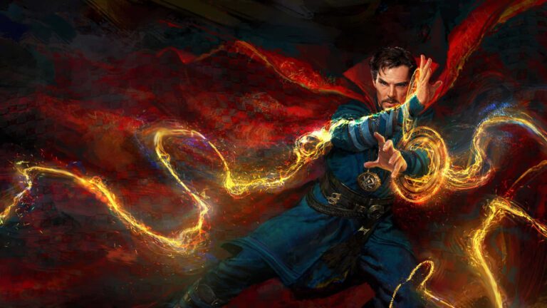 traje de superheroe en fondo epico