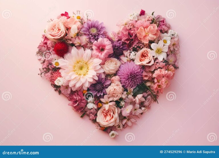 un corazon rodeado de flores coloridas